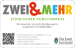 Abbildung der Hartplastikkarte des ZWEI & MEHR-Steirischen Familienpasses